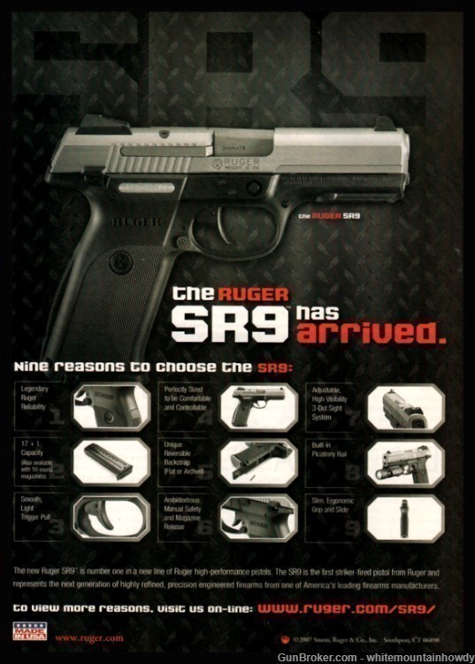 2008 RUGER SR9 Pistol PRINT AD Collectible Advertising-img-0