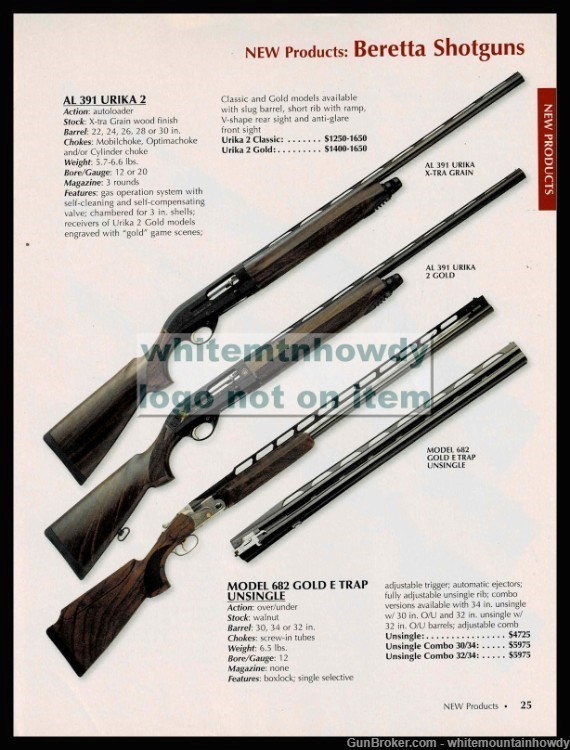 2008 BERETTA Shotgun New Product PRINT AD  AL 391 Urika X-tra & Gold-img-0
