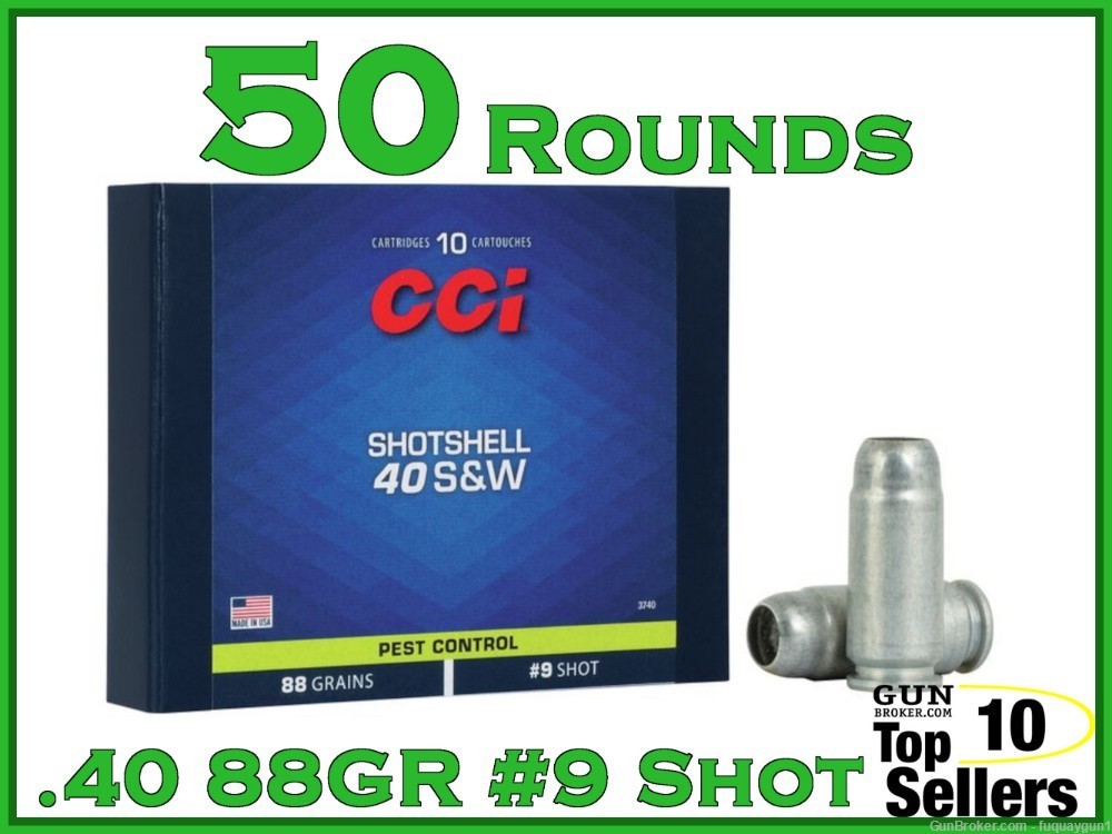 CCI 40 S&W Pest Control Shotshell #9 Shot 50CT 3740-img-0