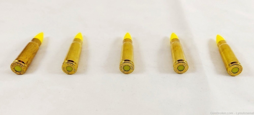 7.62x39 Brass Snap caps / Dummy Training Rounds - Set of 5 - Yellow-img-3