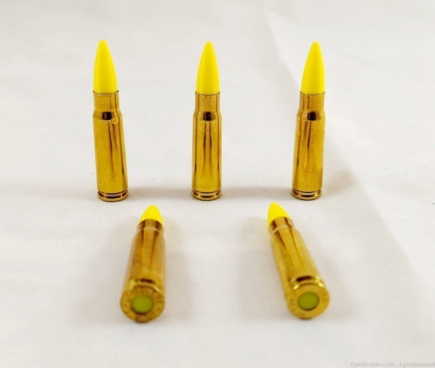 7.62x39 Brass Snap caps / Dummy Training Rounds - Set of 5 - Yellow-img-0