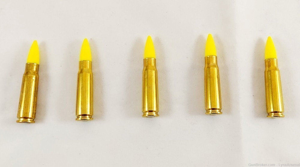 7.62x39 Brass Snap caps / Dummy Training Rounds - Set of 5 - Yellow-img-2