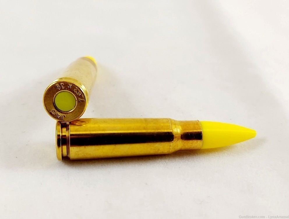 7.62x39 Brass Snap caps / Dummy Training Rounds - Set of 5 - Yellow-img-1
