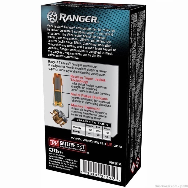100rds Winchester Ranger™ LE Talon RA9TA 9mm Luger +P+ 127 GR JHP T-Series-img-2
