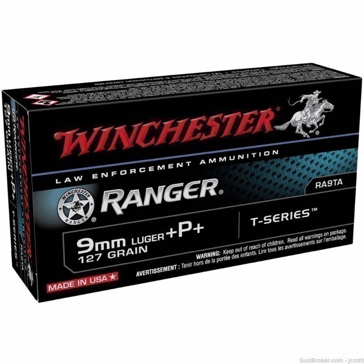 100rds Winchester Ranger™ LE Talon RA9TA 9mm Luger +P+ 127 GR JHP T-Series-img-0