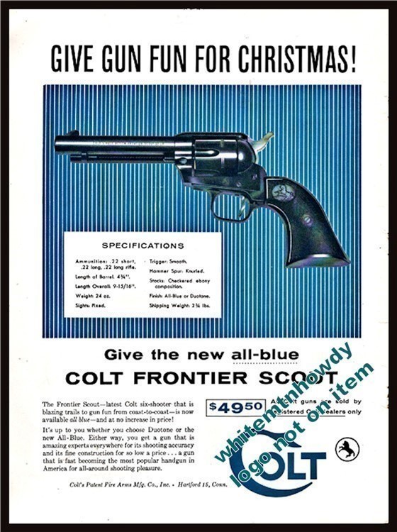 1958 COLT Frontier Scout Revolver Vintage PRINT AD-img-0