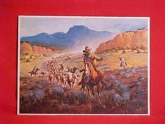 Fred Harman Print - titled Cattle Drive-img-0