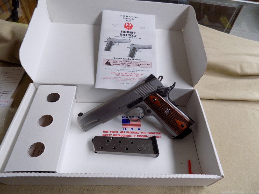 Ruger SR 1911 .45 acp Stainless Steel 5" BBL, Box Ruger # 6700-img-0