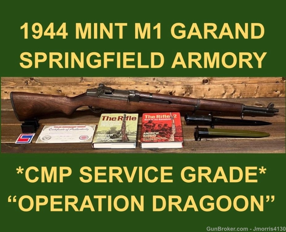M1 GARAND 1944 SPRINGFIELD CMP SERVICE GRADE  EXC. BORE MINT WW2 GARAND-img-0