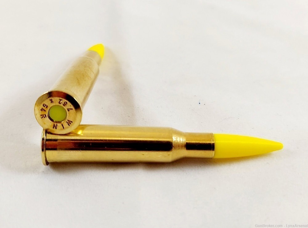 7.62x54R Brass Snap caps / Dummy Training Rounds - Set of 5 - Yellow-img-1