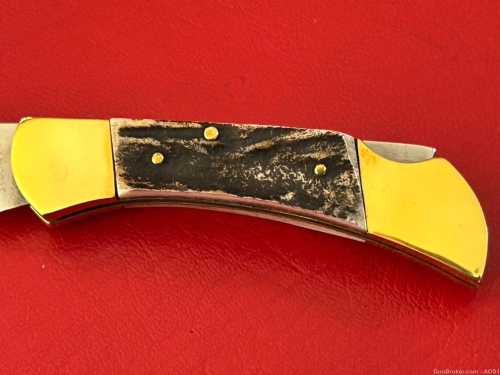 Vintage 1980’s NOS Falcon Italy Handmade Stag Lock Back Pocket Knife 93C -img-3