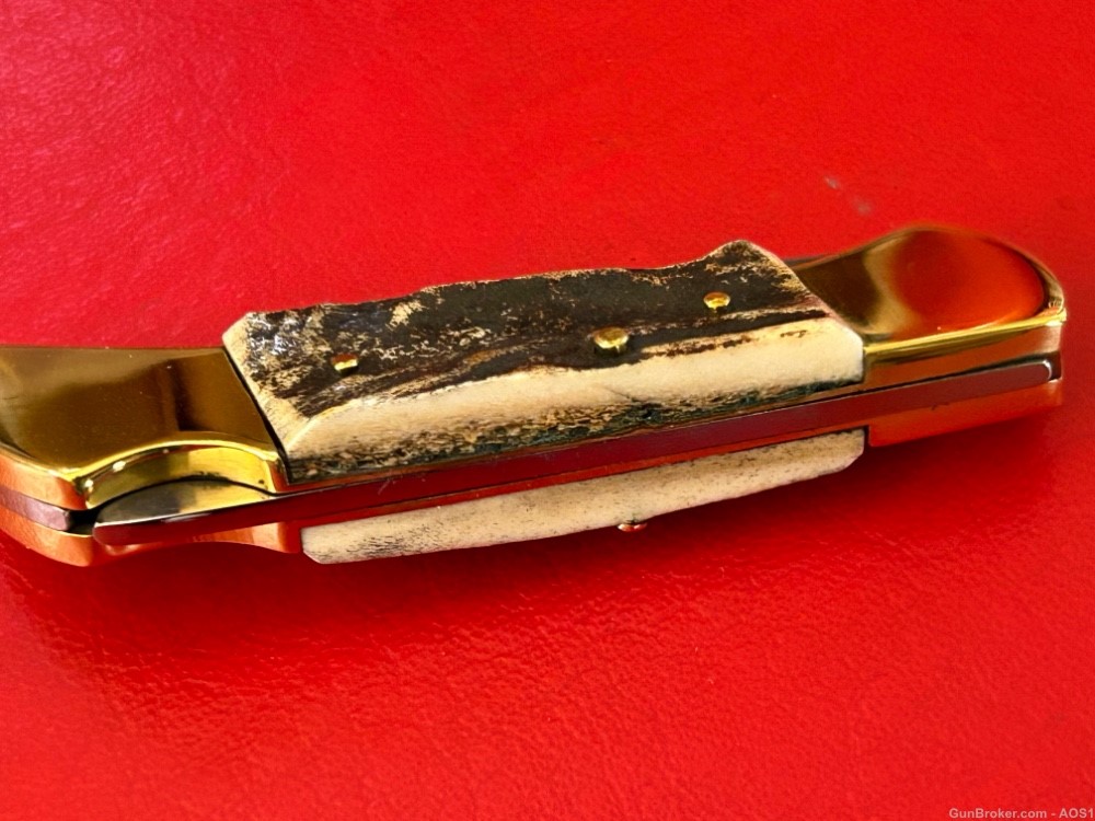 Vintage 1980’s NOS Falcon Italy Handmade Stag Lock Back Pocket Knife 93C -img-6