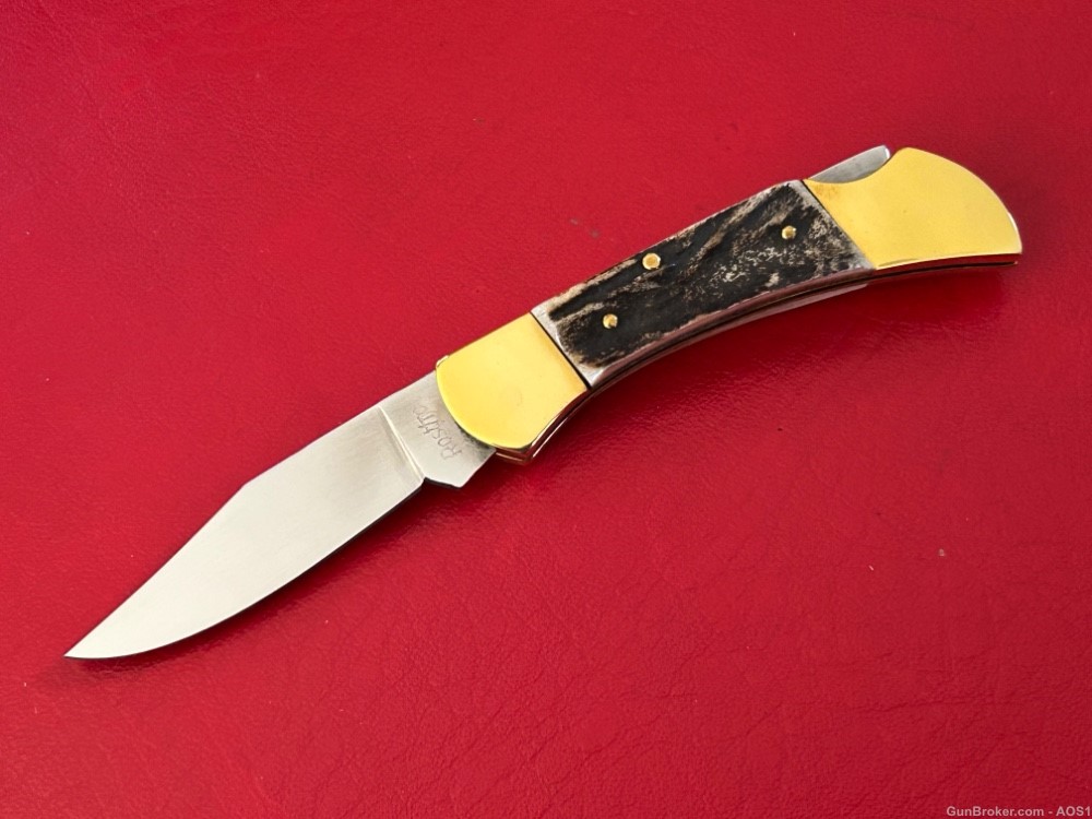 Vintage 1980’s NOS Falcon Italy Handmade Stag Lock Back Pocket Knife 93C -img-0