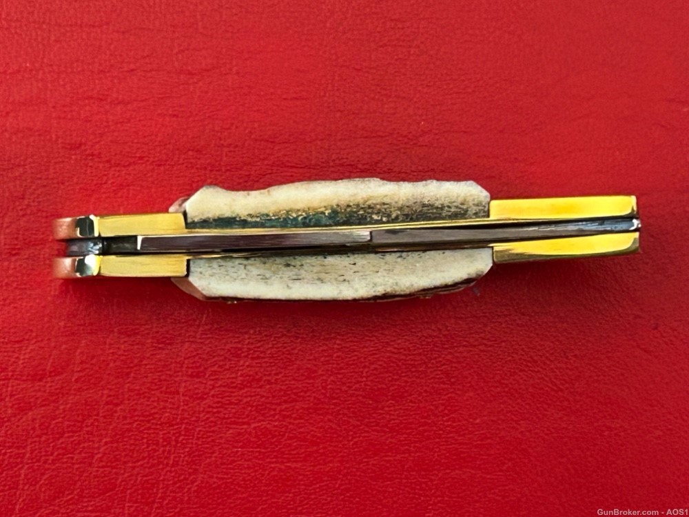 Vintage 1980’s NOS Falcon Italy Handmade Stag Lock Back Pocket Knife 93C -img-5