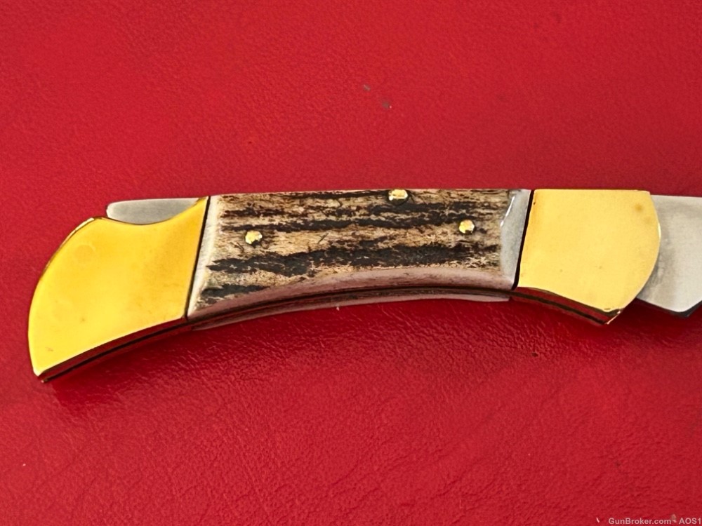 Vintage 1980’s NOS Falcon Italy Handmade Stag Lock Back Pocket Knife 93C -img-4