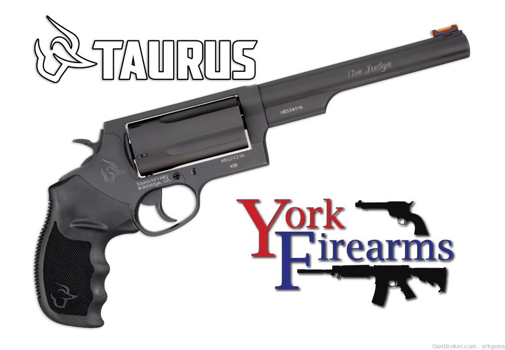 Taurus Judge Magnum 45LC/410 6.5" Blk Fiber Optic Revolver NEW 2-441061MAG-img-0