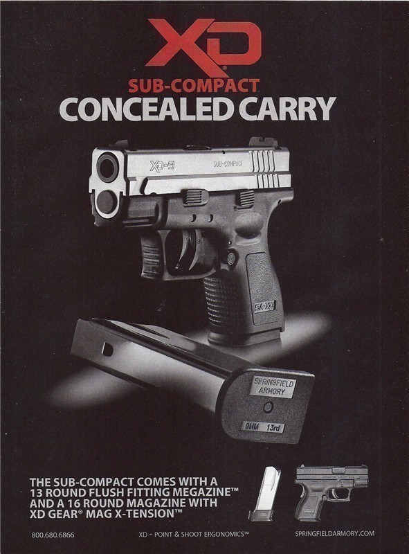 2009 SPRINGFIELD ARMORY XD Sub-Compact Pistol PRINT AD*-img-0