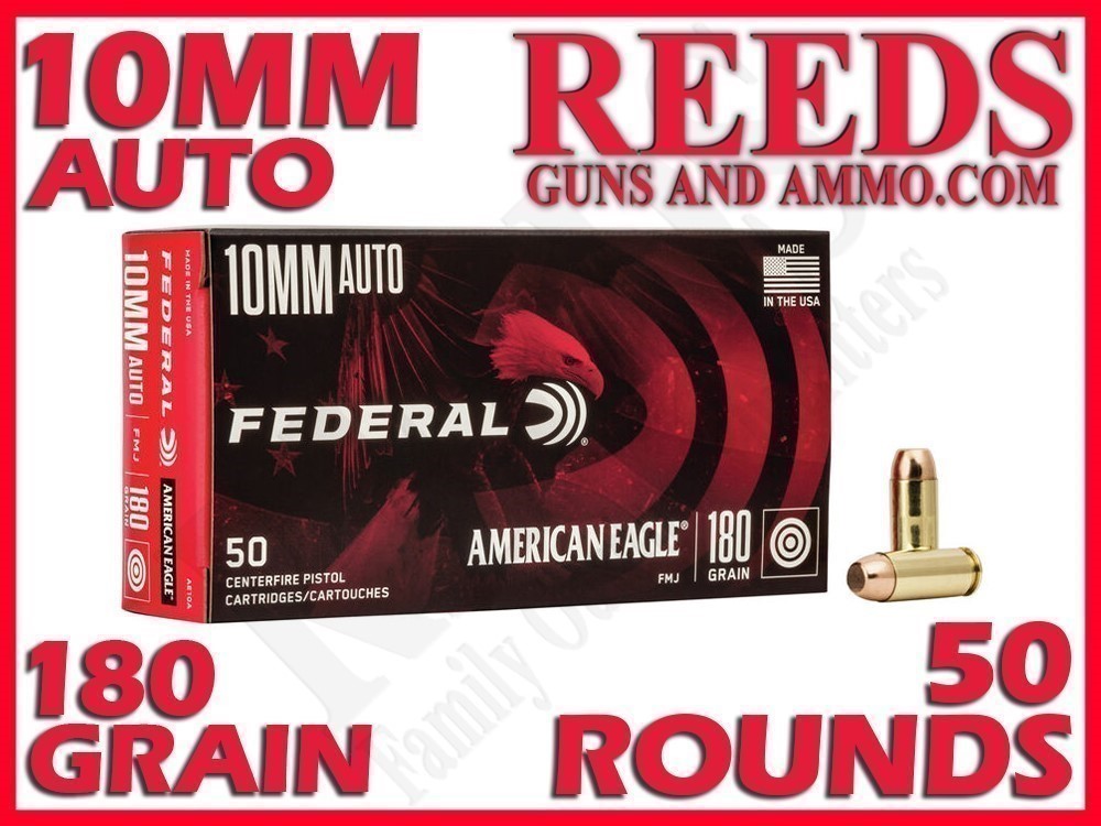 Federal American Eagle Handgun 10MM 180 Gr FMJ Brass AE10A-img-0