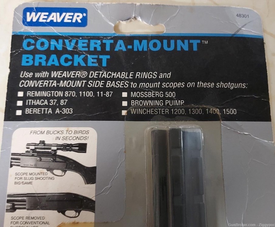 Factory New Old Stock Weaver Convert-A-Mount Bracket-Multiple Shotguns-BK-img-2