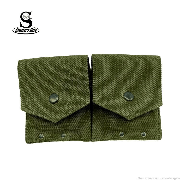 Reproduction Mosin Nagant Canvas OD Green Military Ammo Dual Clip Pouch-img-0