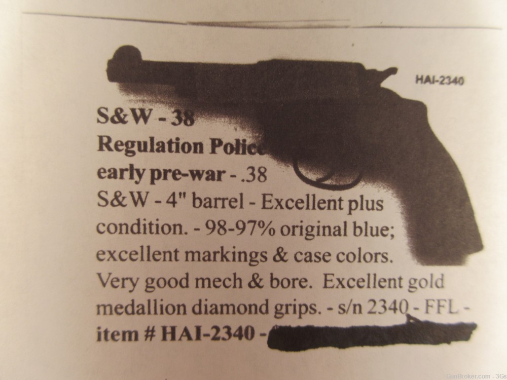 Smith & Wesson 38 Regulation Police 38S&W S&W Ltr May 29 1917 1st Year C&R -img-128