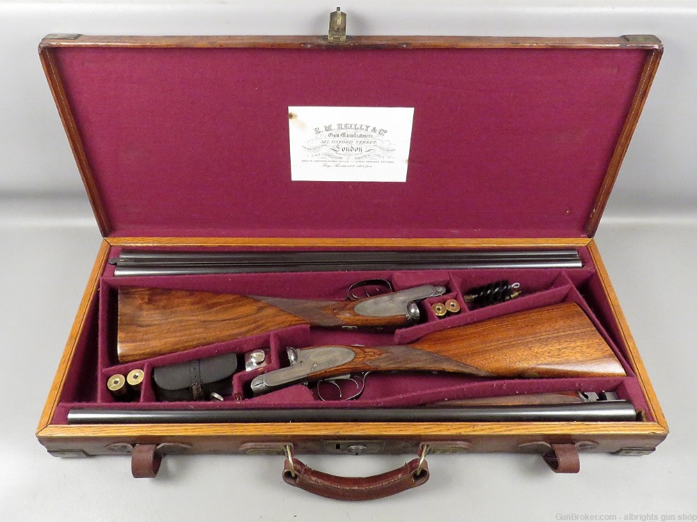 E M REILLY LONDON MATCHED PAIR Side By Side Shotgun 12 Gauge Cased NICE C&R-img-0