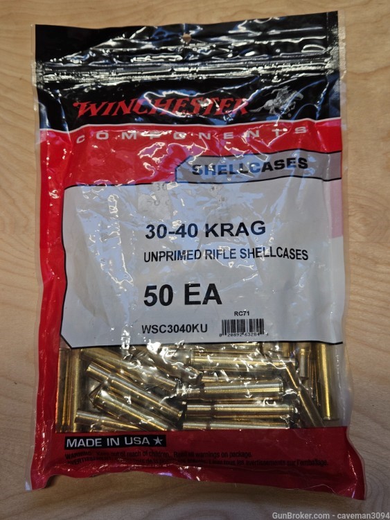 New Winchester 30-40 Krag Brass 50 Pieces Sealed Bag-img-0