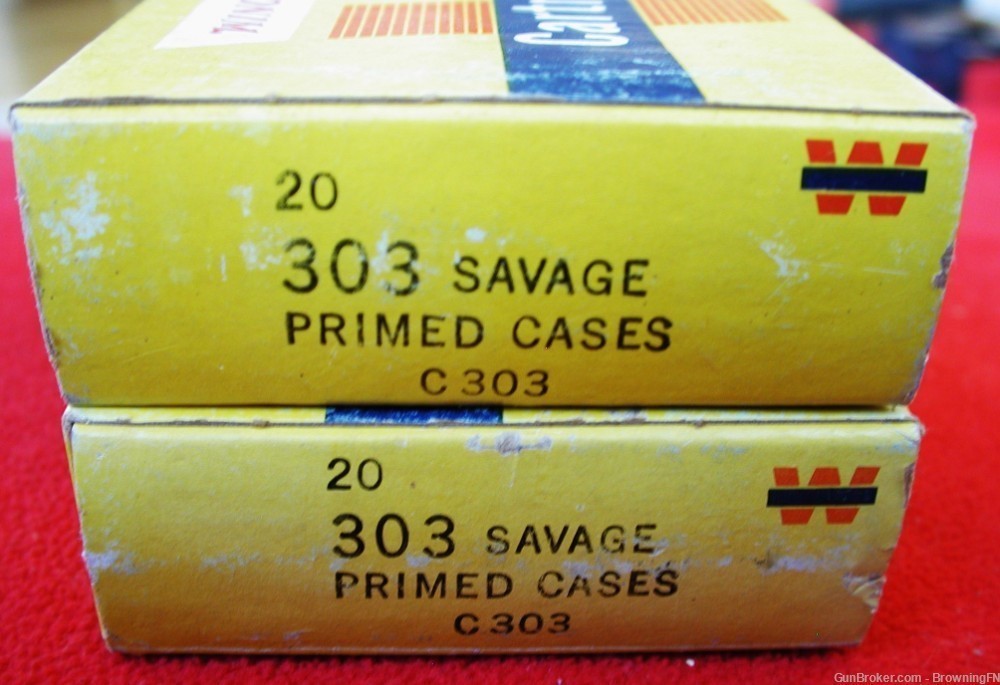 2 Vintage Boxes Winchester .303 Savage Un-Fired Brass Cases 40 Cases-img-0