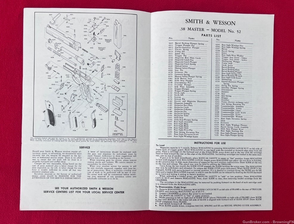 Vintage Smith & Wesson S&W Model 52 Owners Instruction Manual .38 Master-img-1
