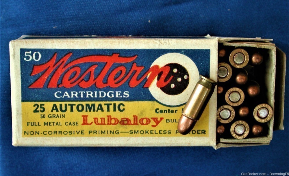  Rare Western Bullseye Box .25 acp 6.35mm Winchester Colt Browning etc-img-0
