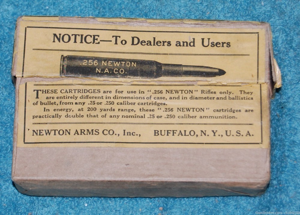 Vintage Full Two Piece Box of 256 Newton NA Co w/ 129 gr Soft Point-img-0