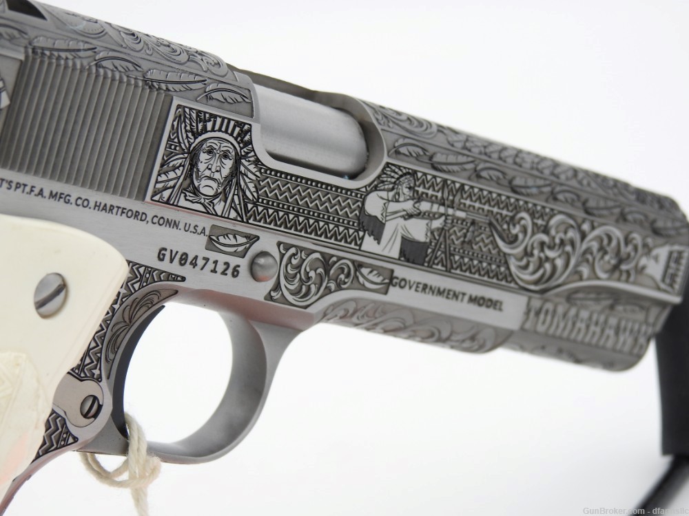 NEW RELEASE! Custom Engraved Tomahawk Colt 1911 70 Government Model 45 ACP-img-13