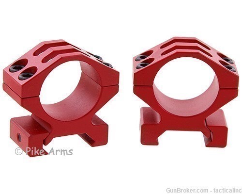 Pike Arms® Precision Billet Machined 1" Diameter Scope Rings - Red-img-0