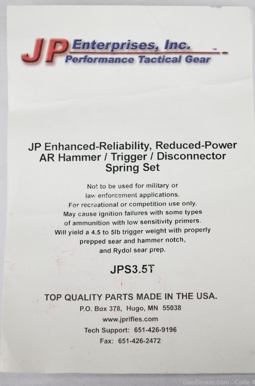 JP Enterprises Enhanced Reliability Trigger Spring Kit - JPS3.5T-img-1