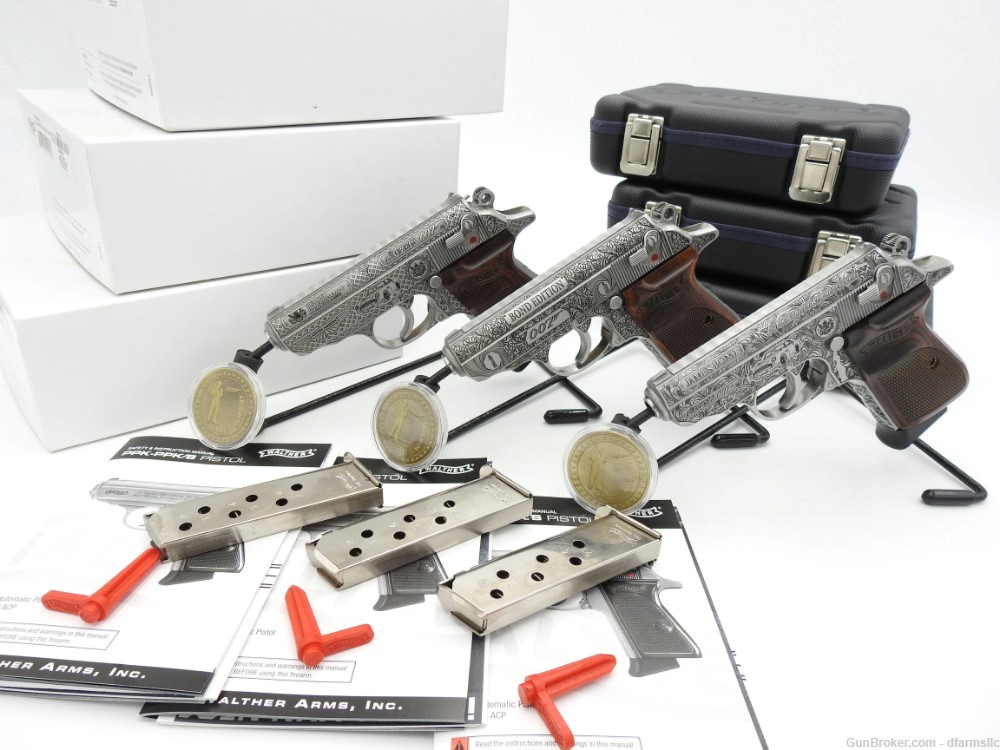 CONSECUTIVE SET! Custom Engraved Walther PPK/S .380 ACP 007 James Bond! -img-0