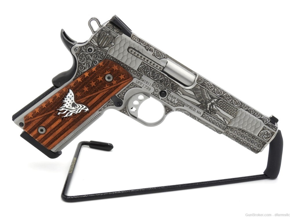 Rare Custom Engraved S&W Smith & Wesson 1911 E Series 45 ACP US Patriot-img-10