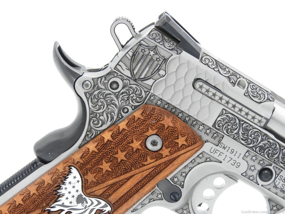 Rare Custom Engraved S&W Smith & Wesson 1911 E Series 45 ACP US Patriot-img-14