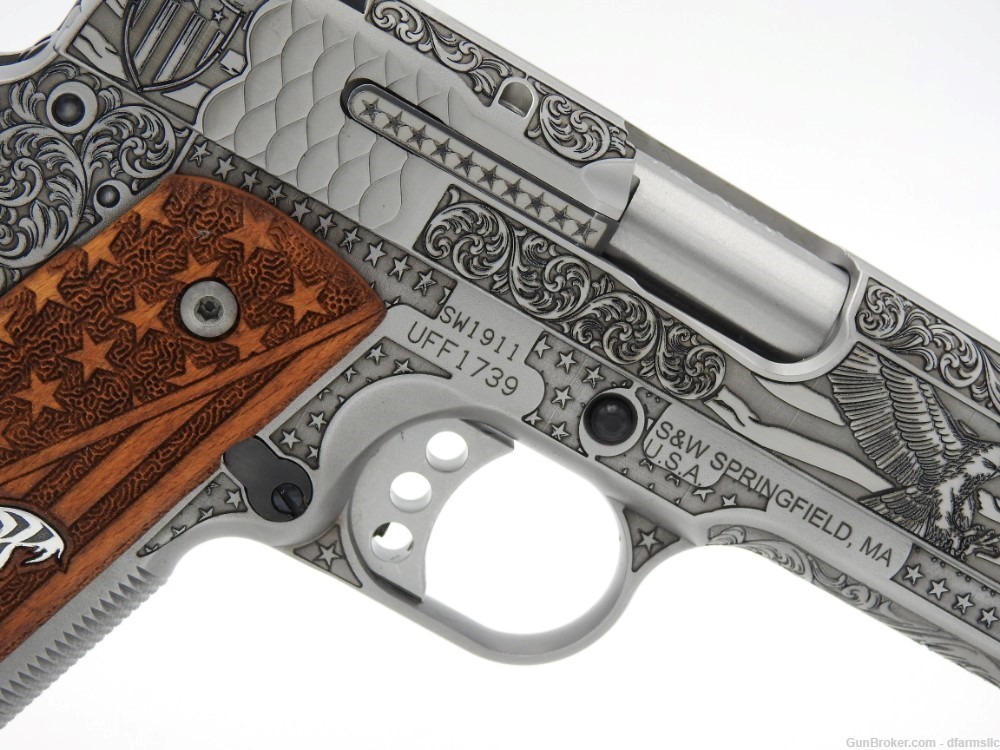 Rare Custom Engraved S&W Smith & Wesson 1911 E Series 45 ACP US Patriot-img-13