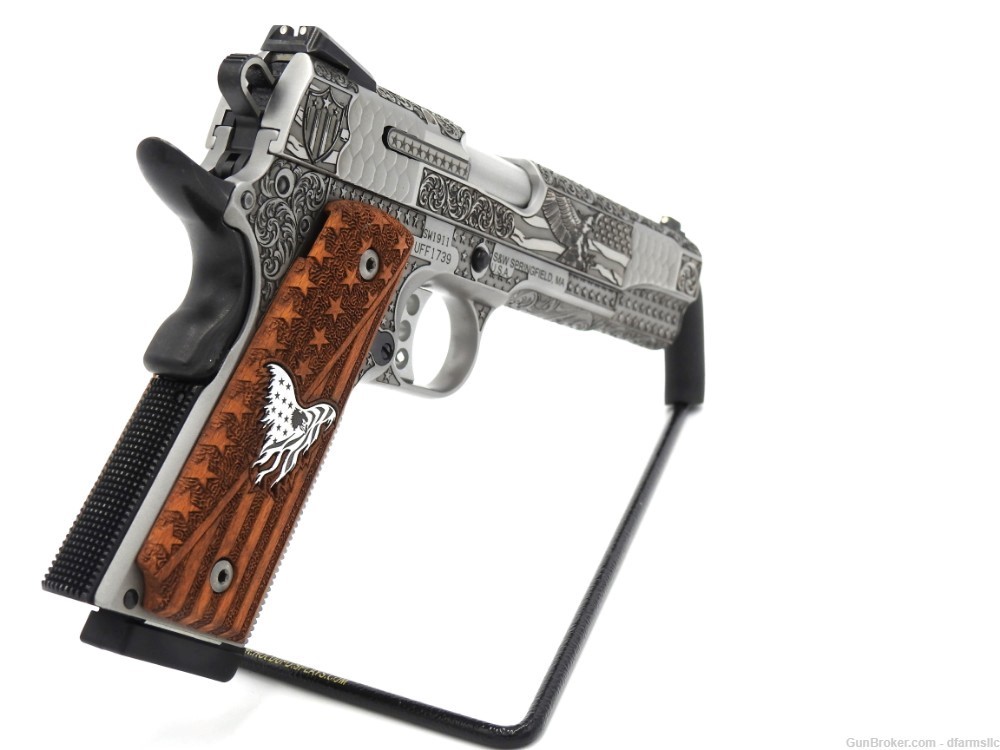 Rare Custom Engraved S&W Smith & Wesson 1911 E Series 45 ACP US Patriot-img-9