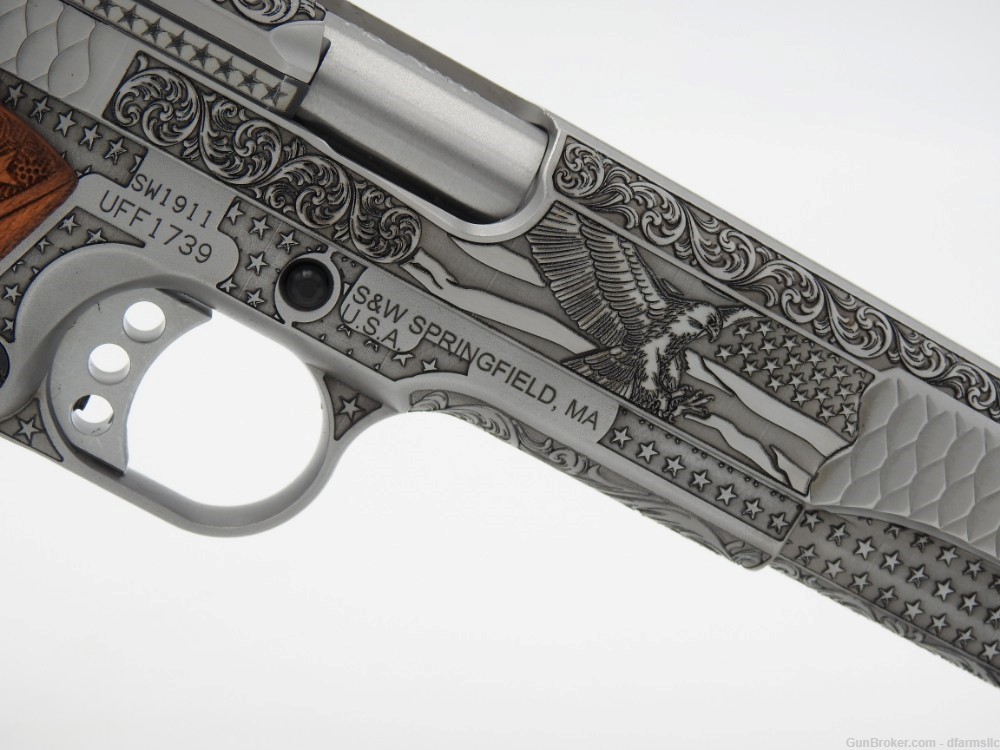 Rare Custom Engraved S&W Smith & Wesson 1911 E Series 45 ACP US Patriot-img-12