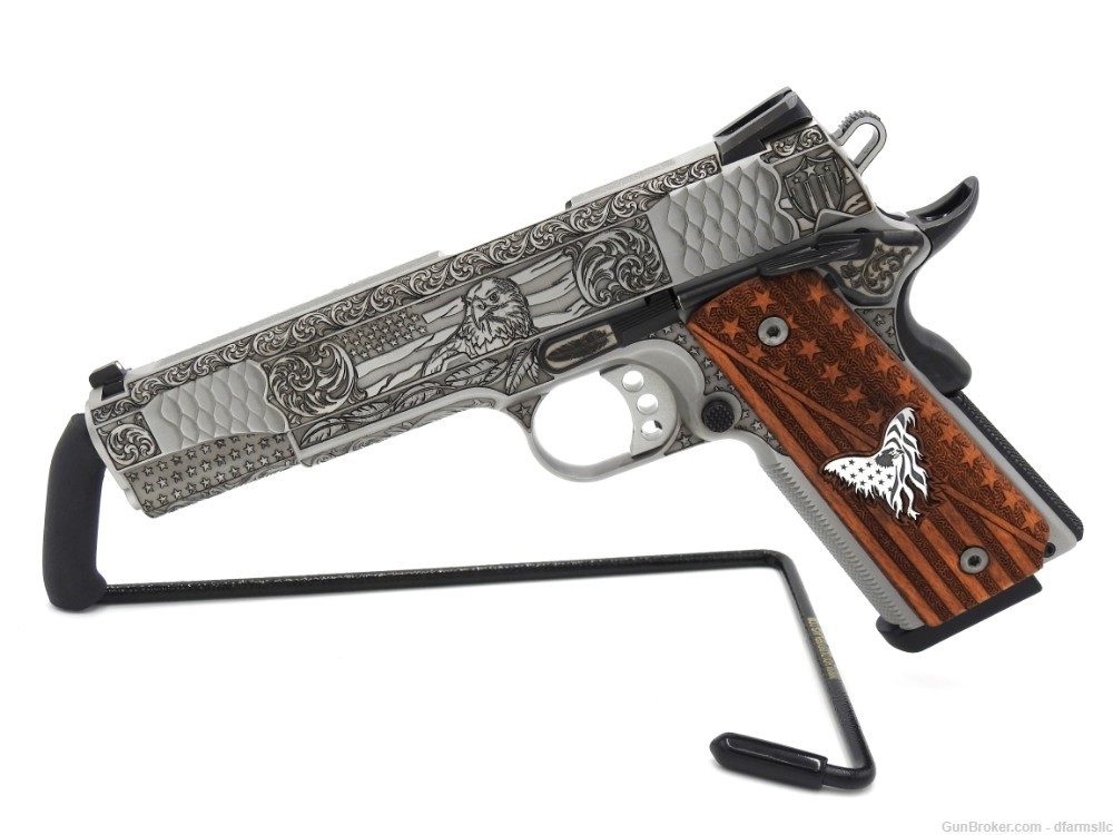 Rare Custom Engraved S&W Smith & Wesson 1911 E Series 45 ACP US Patriot-img-2