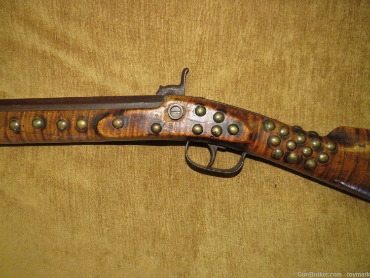 ANTIQUE 1840s AMERICAN INDIAN PERCUSSION FUR TRADE GUN 102 BRASS TACKS !   -img-23