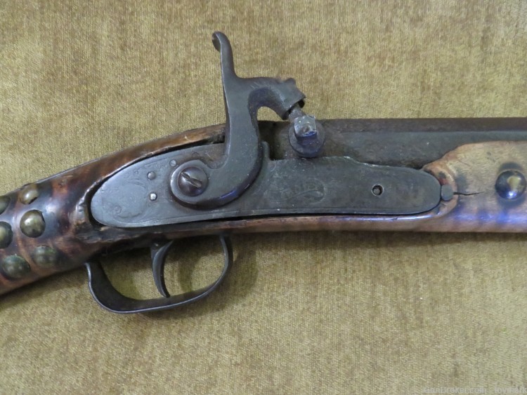 ANTIQUE 1840s AMERICAN INDIAN PERCUSSION FUR TRADE GUN 102 BRASS TACKS !   -img-8