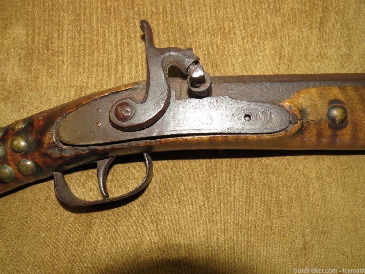 ANTIQUE 1840s AMERICAN INDIAN PERCUSSION FUR TRADE GUN 102 BRASS TACKS !   -img-7