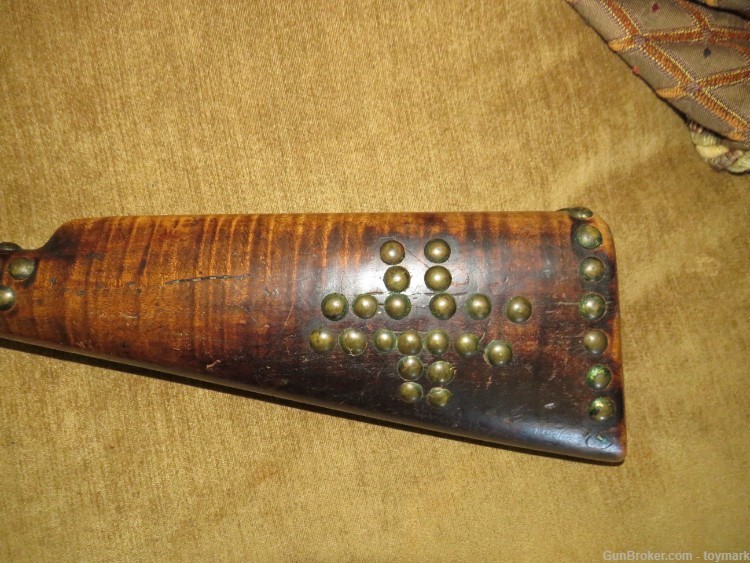 ANTIQUE 1840s AMERICAN INDIAN PERCUSSION FUR TRADE GUN 102 BRASS TACKS !   -img-15