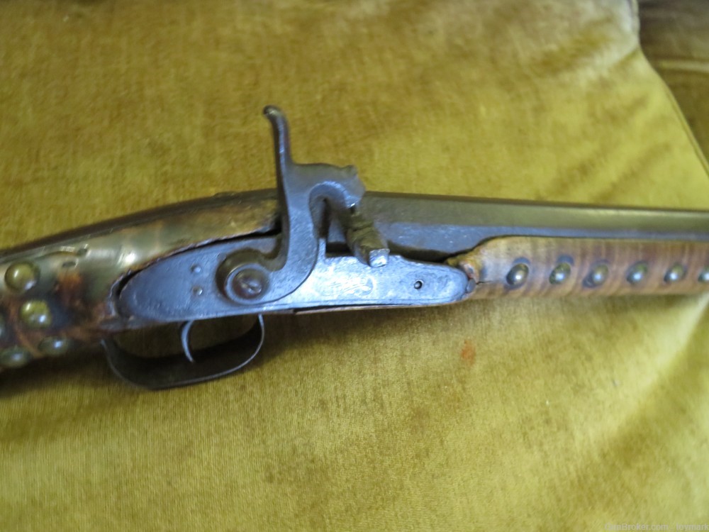 ANTIQUE 1840s AMERICAN INDIAN PERCUSSION FUR TRADE GUN 102 BRASS TACKS !   -img-9