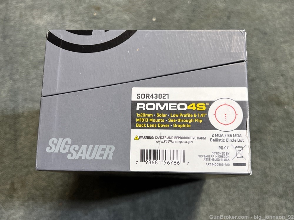 Sig Sauer Romeo 4S Red Dot Sight Romeo4S Quick Detach QD Mount SOR43021-img-1