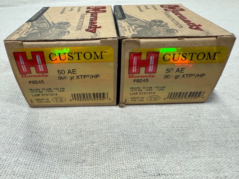 Ammo Hornady 50 AE 2 20 round boxes-img-0