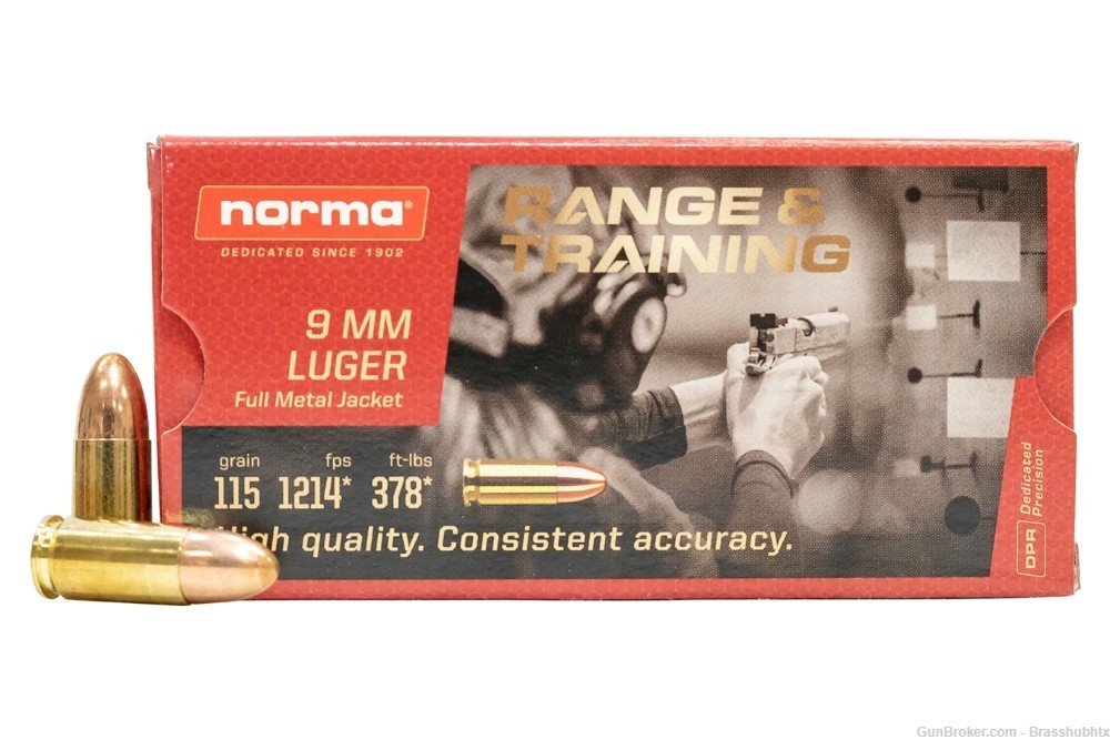 Norma Range & Training Ammunition 9mm Luger 115 Grain Full Metal Jacket-img-0