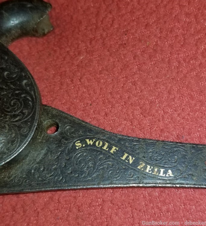 Antique Percussian  lock S Wolf in Zella german w gold inlay-img-1